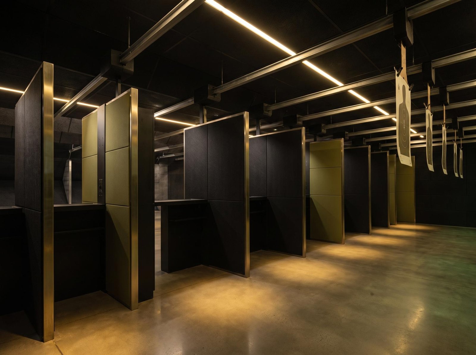 An empty indoor shooting range