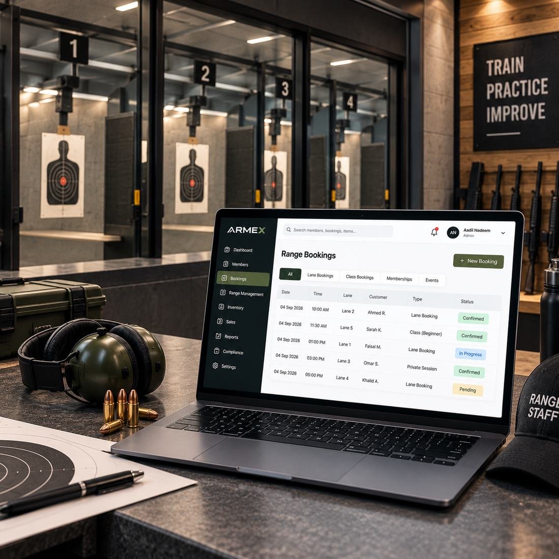 Shooting range front desk running ARMEX bookings